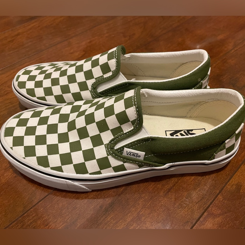 Vans Slip-On Classic Checkerboard Green Women’s 8.5 Men’s 7 - New Without Tags